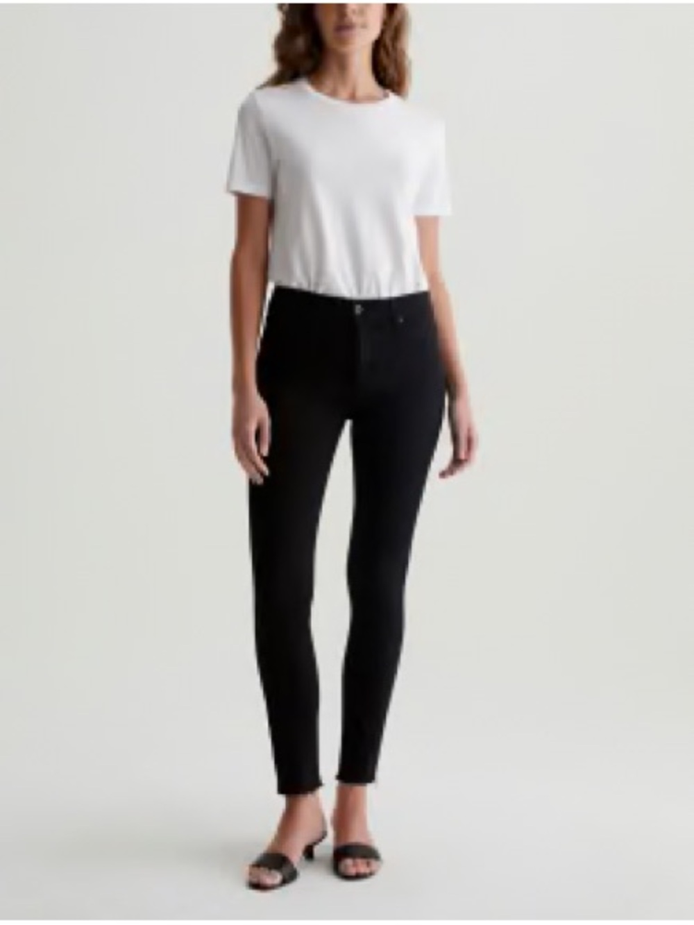 AG Adriano Goldschmied Black Farrah Skinny High-Rise Jeans